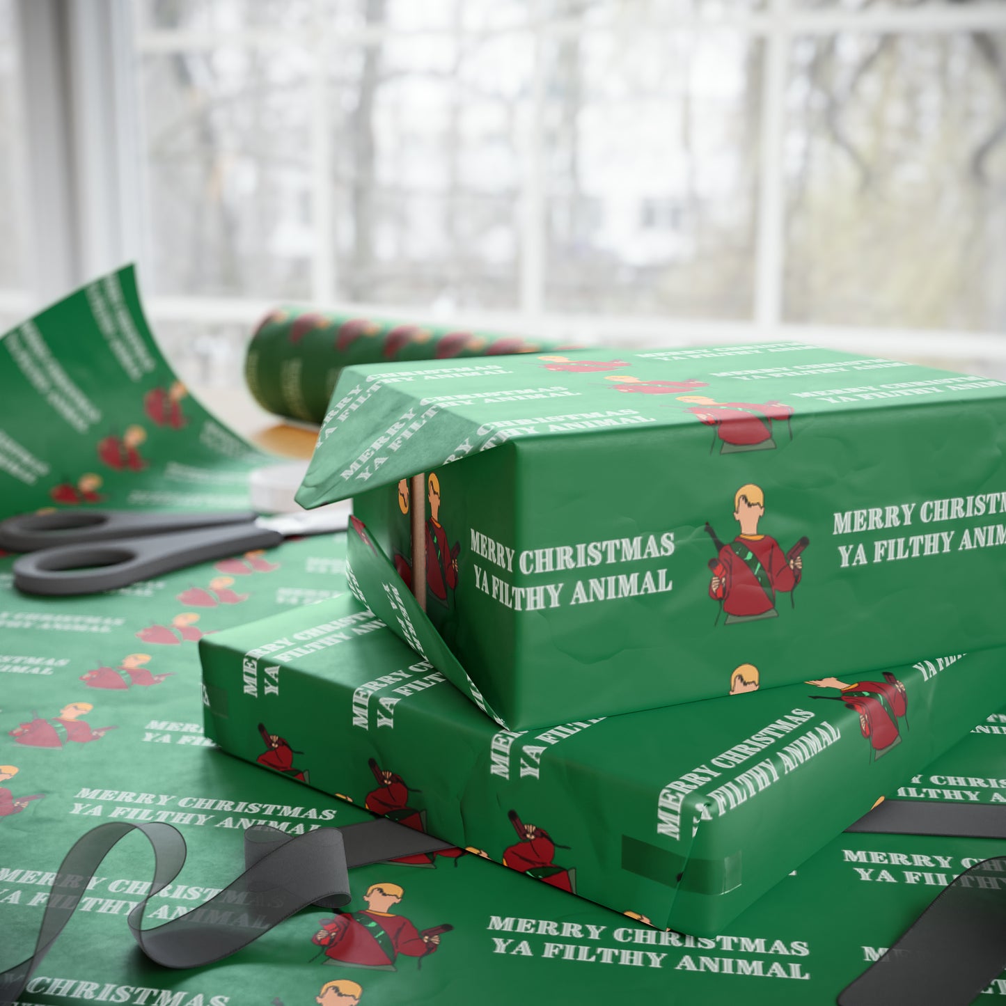 Home Alone Kevin McCallister "Merry Christmas ya filthy animal" Micro Print Wrapping Papers