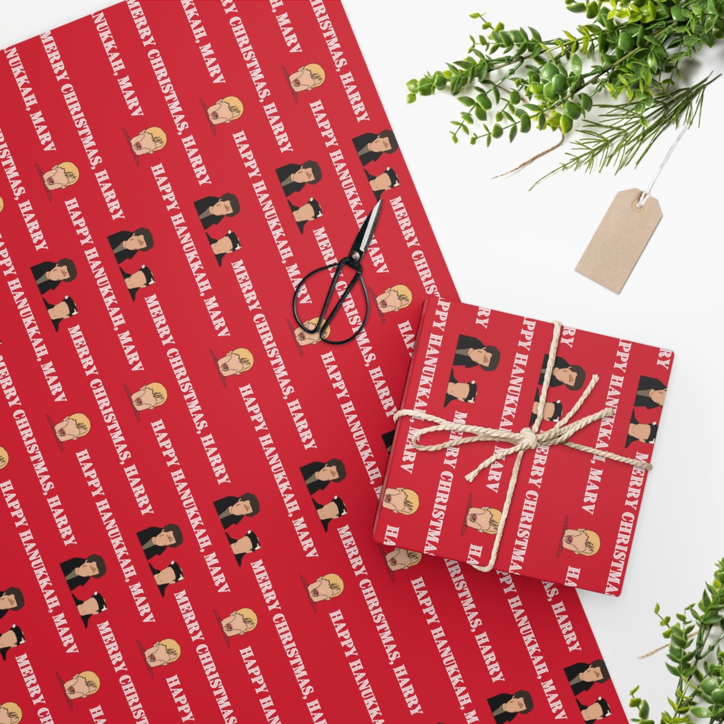 Home Alone Wet Bandits "Merry Christmas, Happy Hanukkah" Wrapping Paper