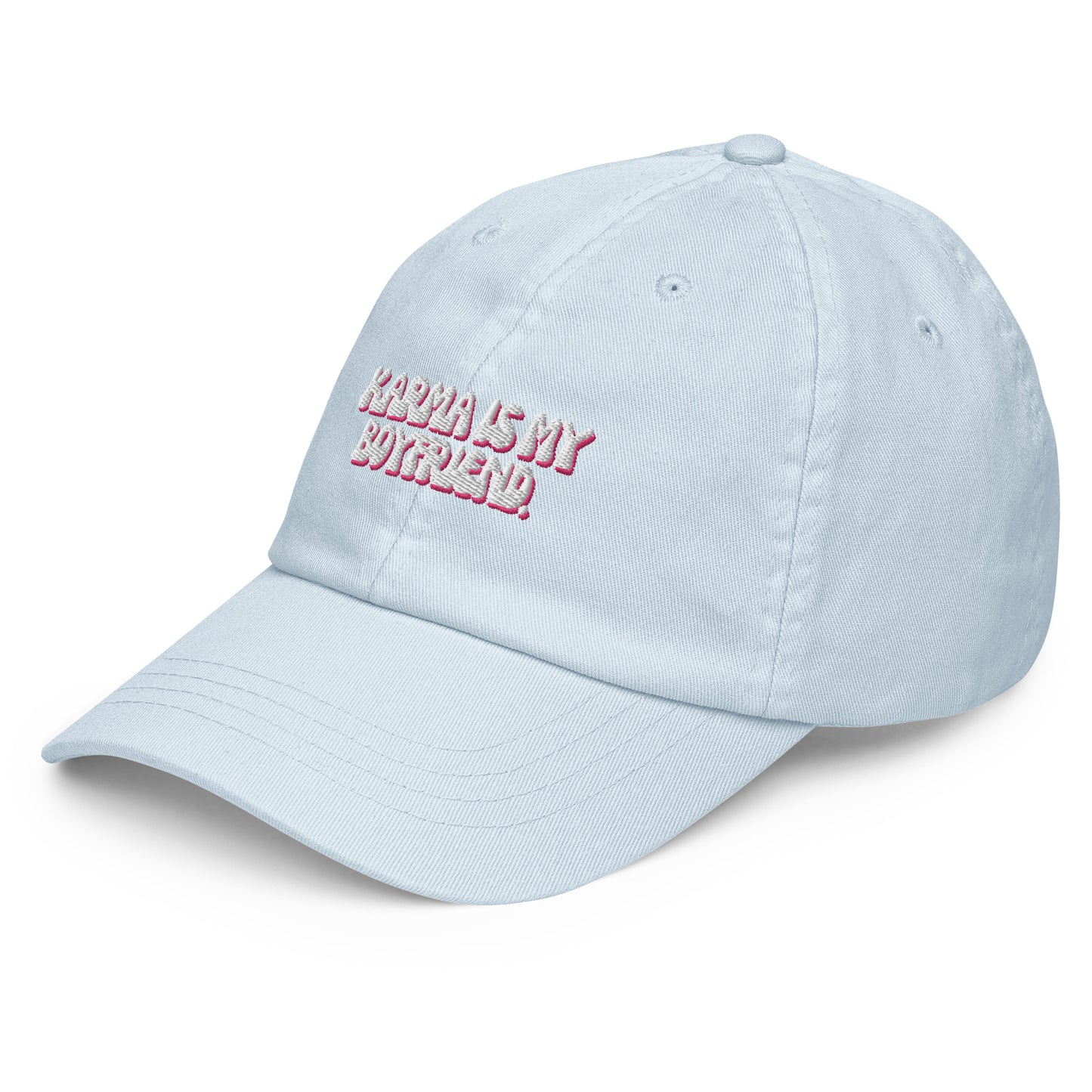 Taylor Swift "Karma is my boyfriend." Pastel embroidered baseball hat