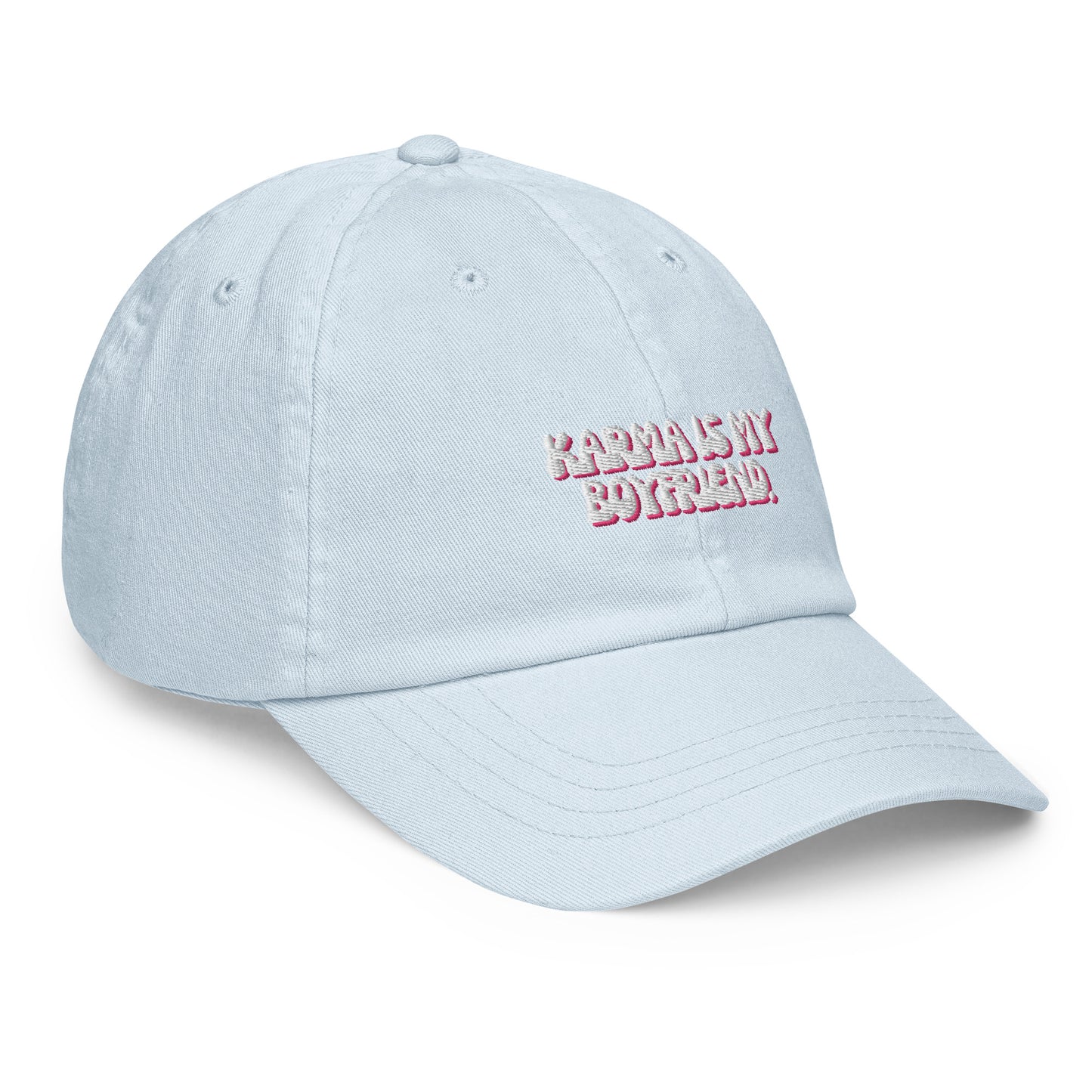 Taylor Swift "Karma is my boyfriend." Pastel embroidered baseball hat