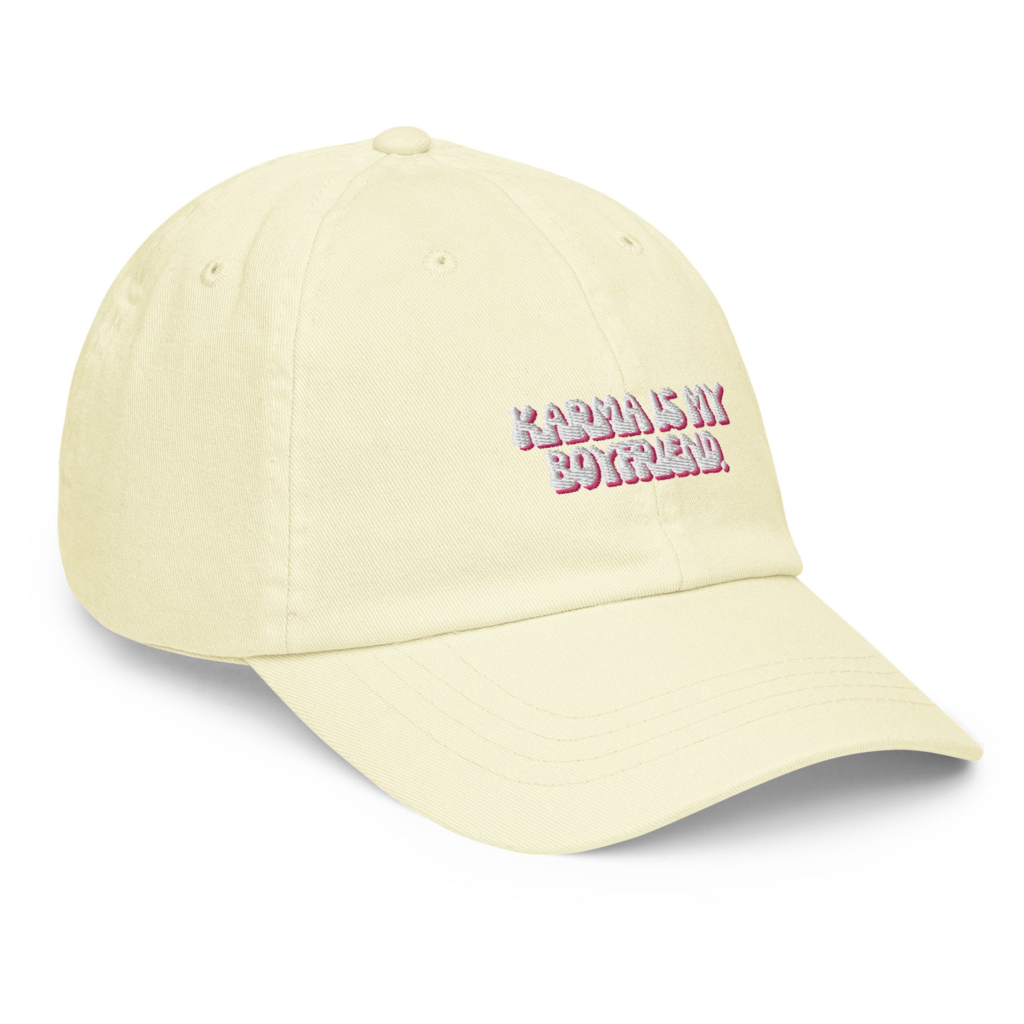 Taylor Swift "Karma is my boyfriend." Pastel embroidered baseball hat