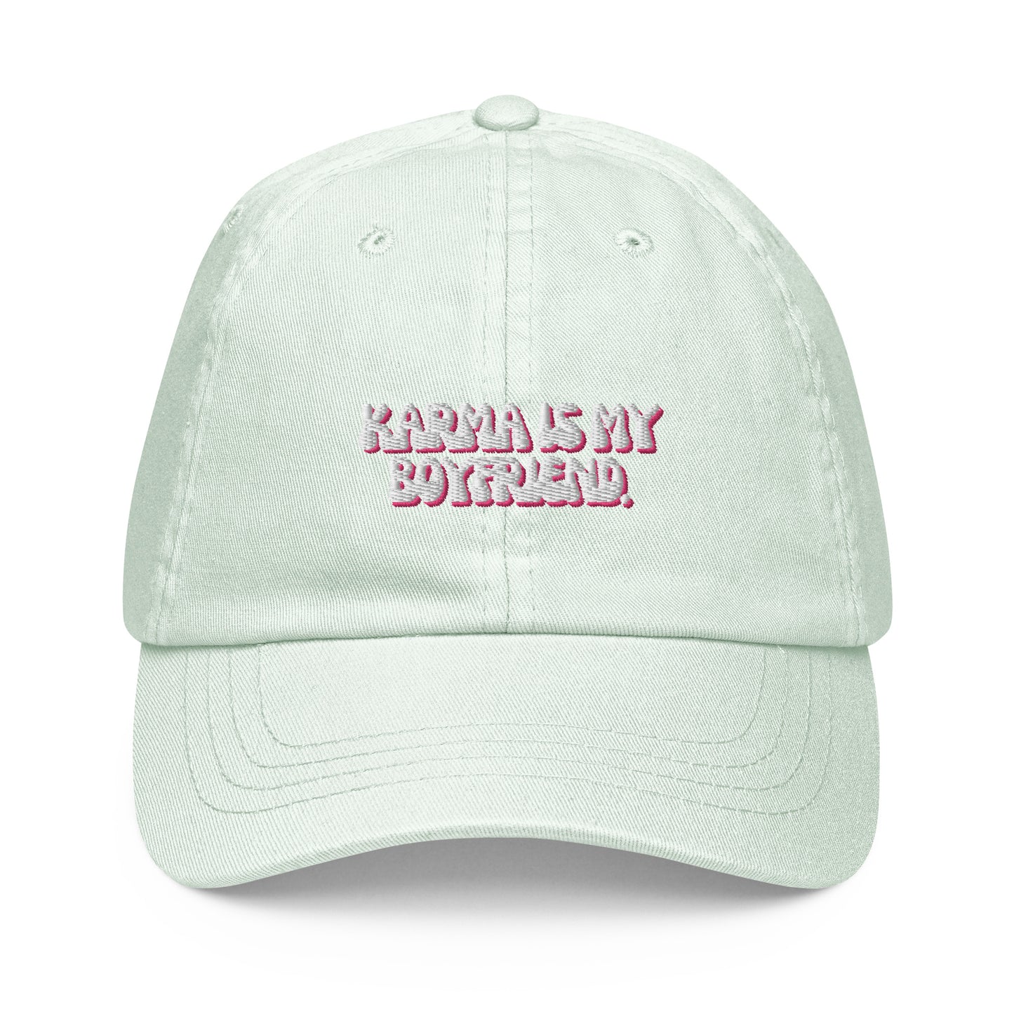 Taylor Swift "Karma is my boyfriend." Pastel embroidered baseball hat