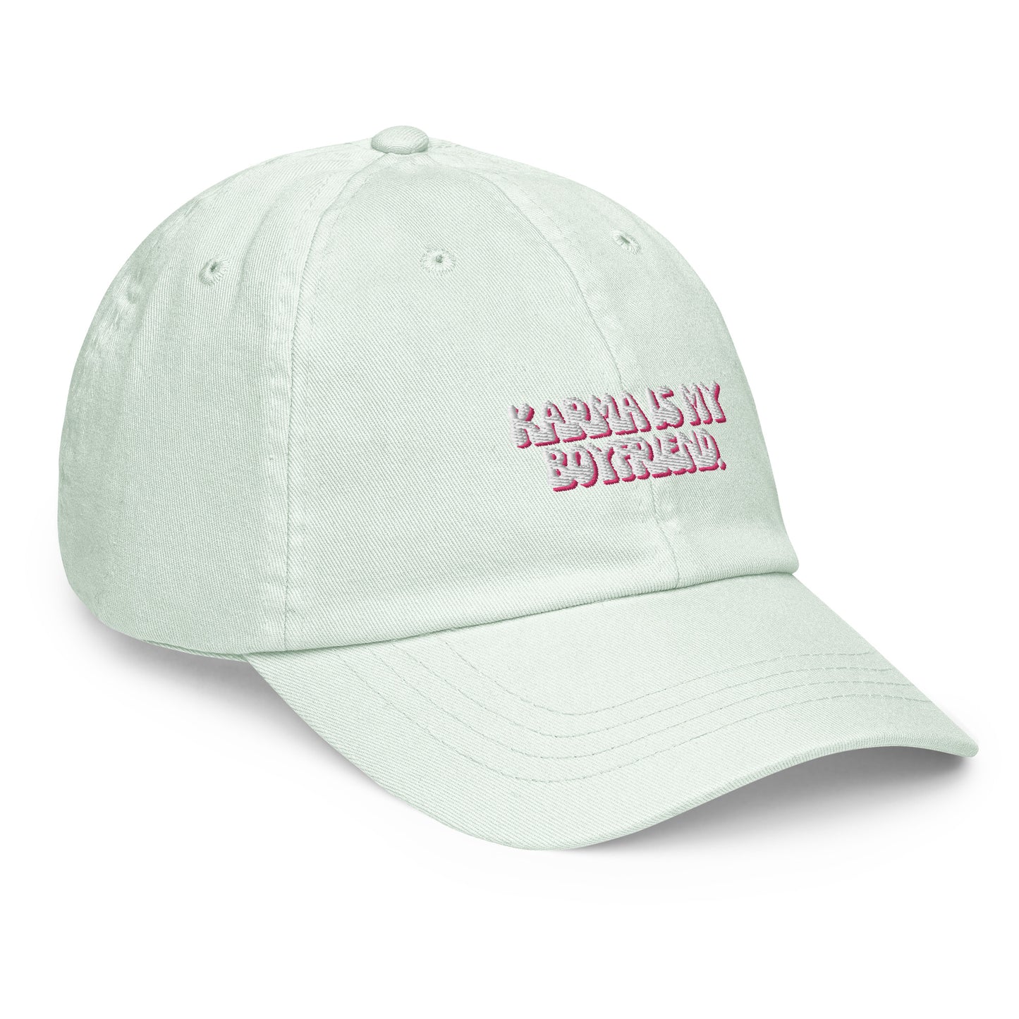 Taylor Swift "Karma is my boyfriend." Pastel embroidered baseball hat