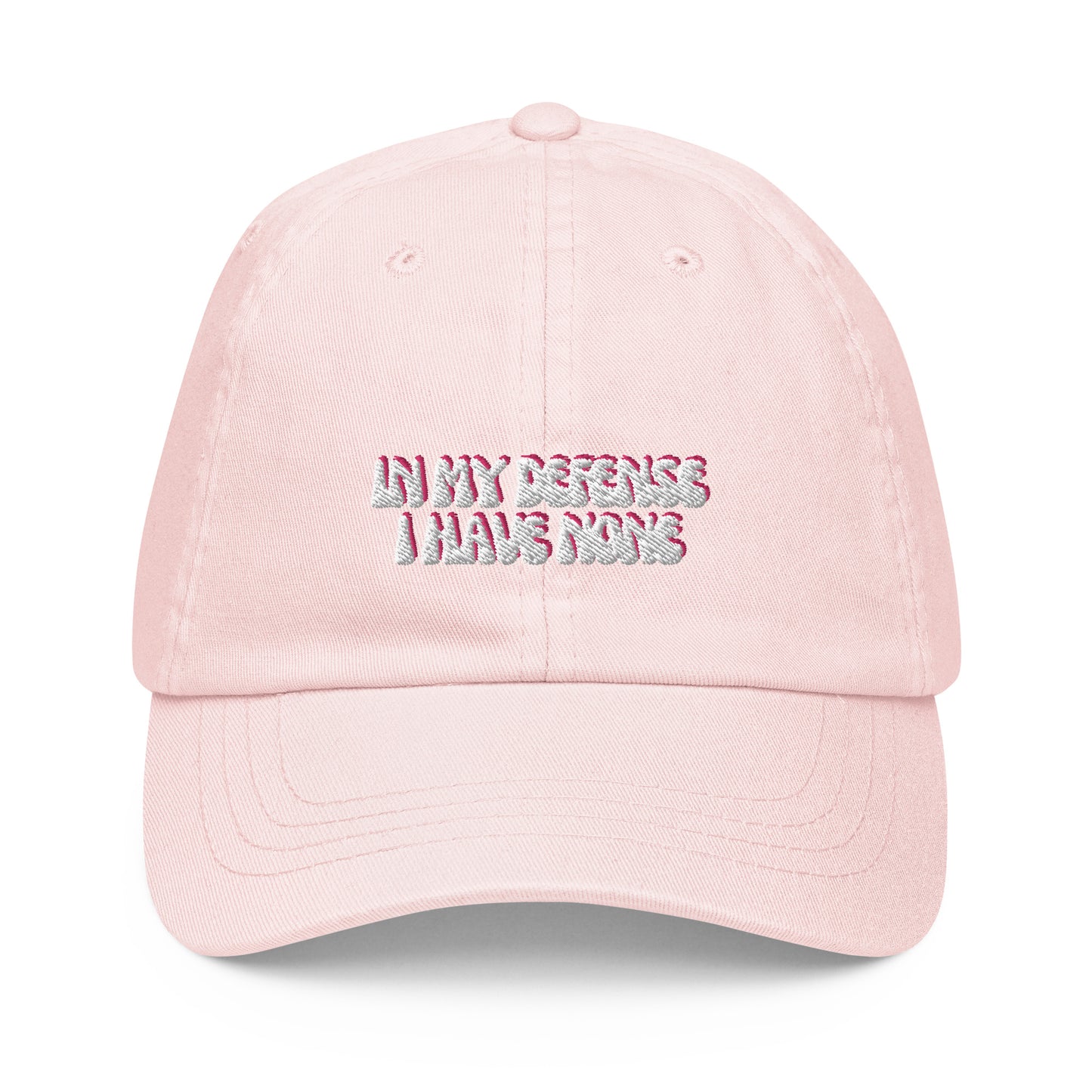 Taylor Swift "In my defense I have none" embroidered Pastel baseball hat