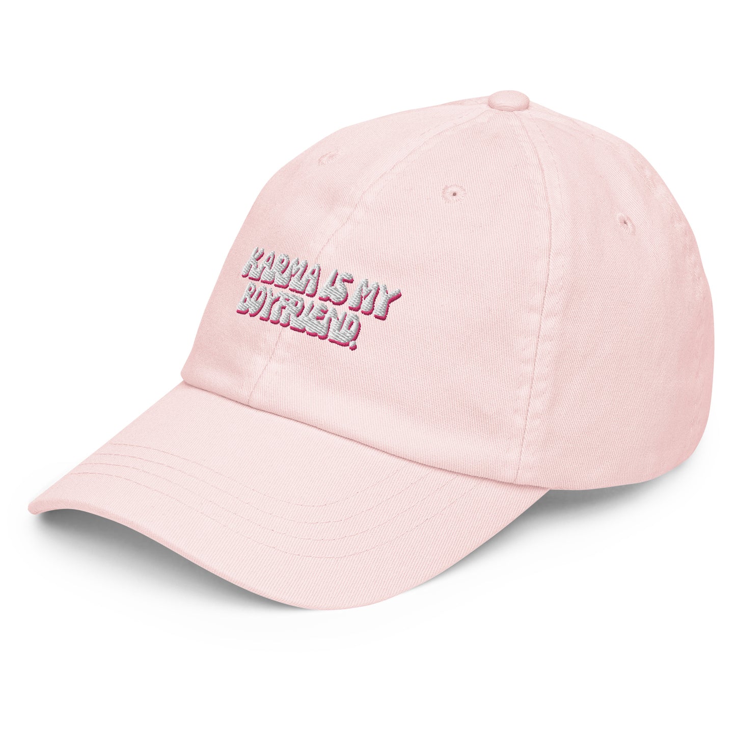 Taylor Swift "Karma is my boyfriend." Pastel embroidered baseball hat