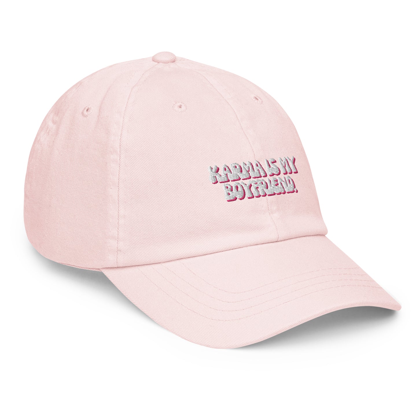 Taylor Swift "Karma is my boyfriend." Pastel embroidered baseball hat