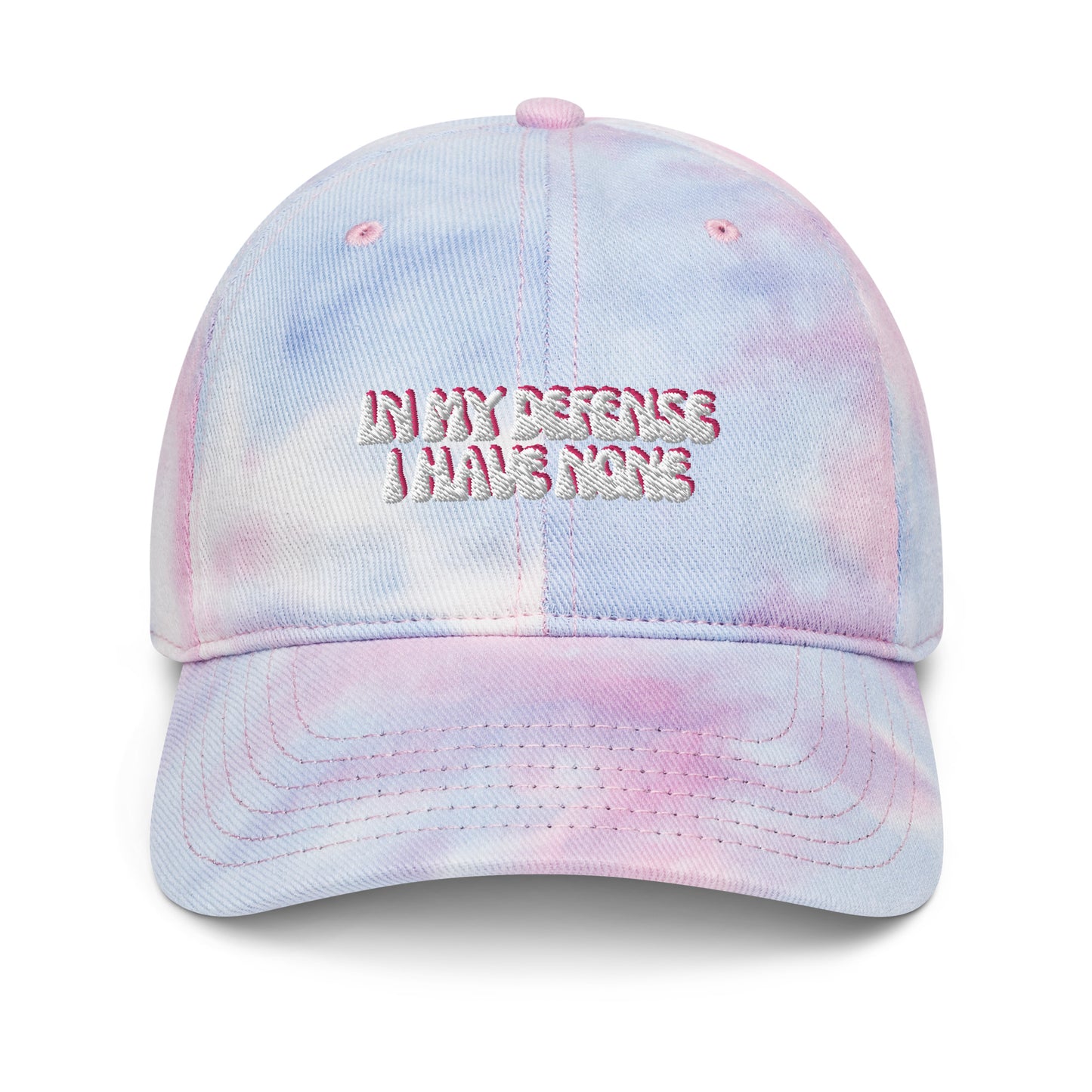 Taylor Swift "In my defense I have none" embroidered Tie dye hat