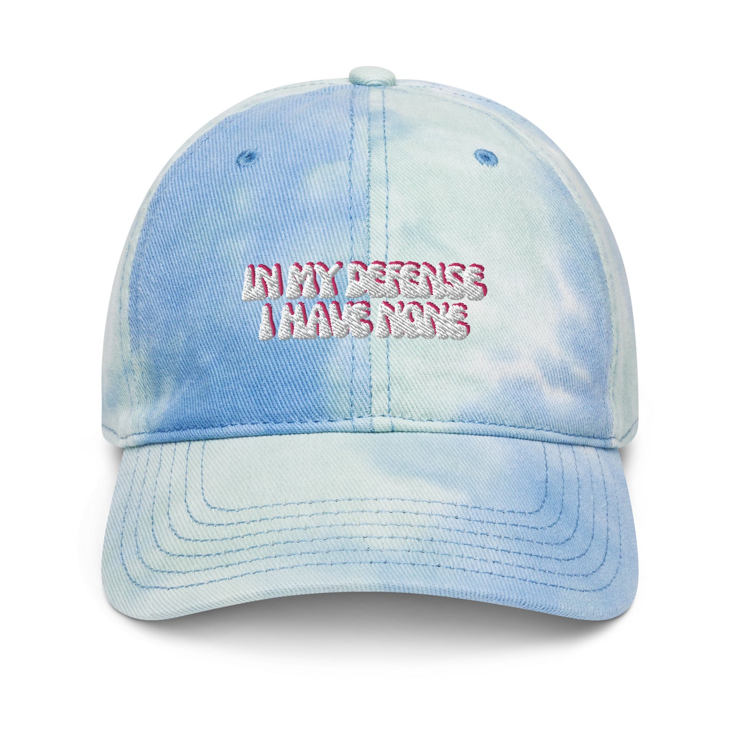 Taylor Swift "In my defense I have none" embroidered Tie dye hat