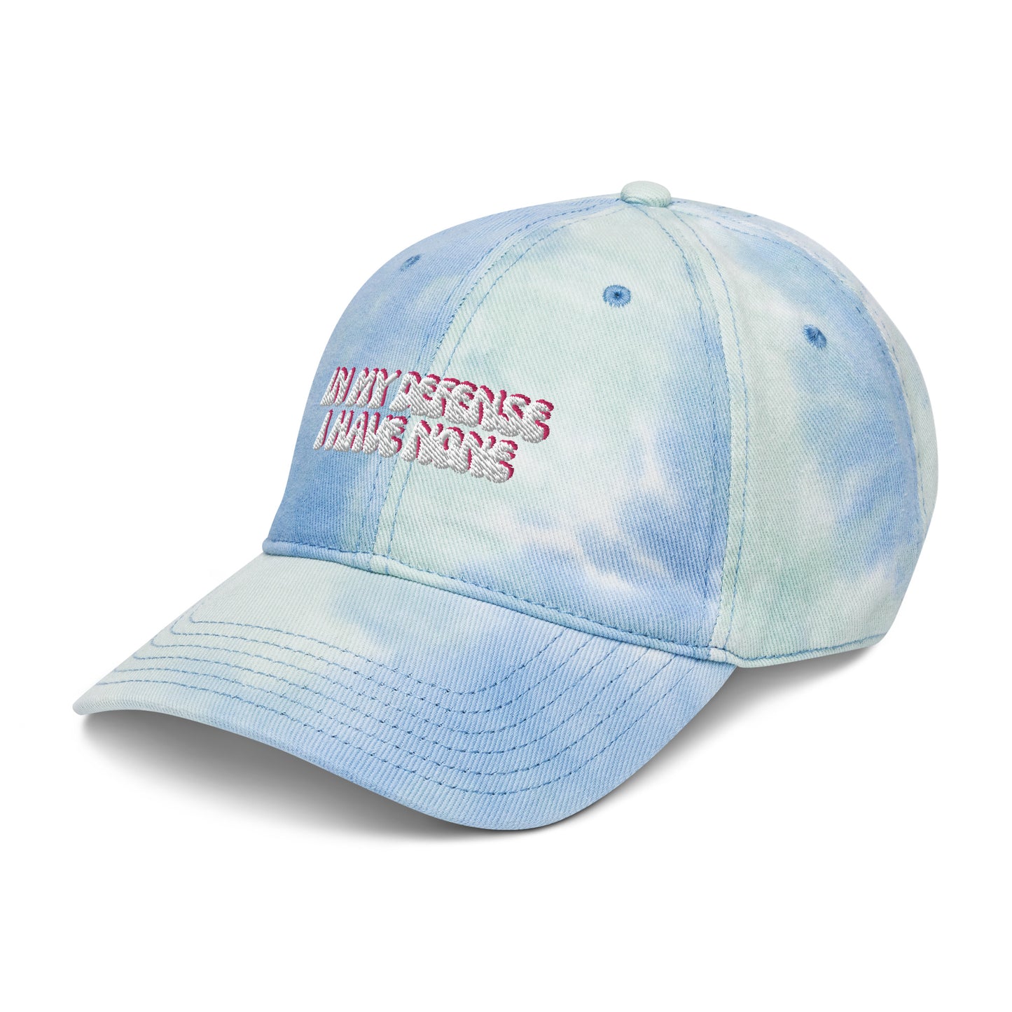 Taylor Swift "In my defense I have none" embroidered Tie dye hat