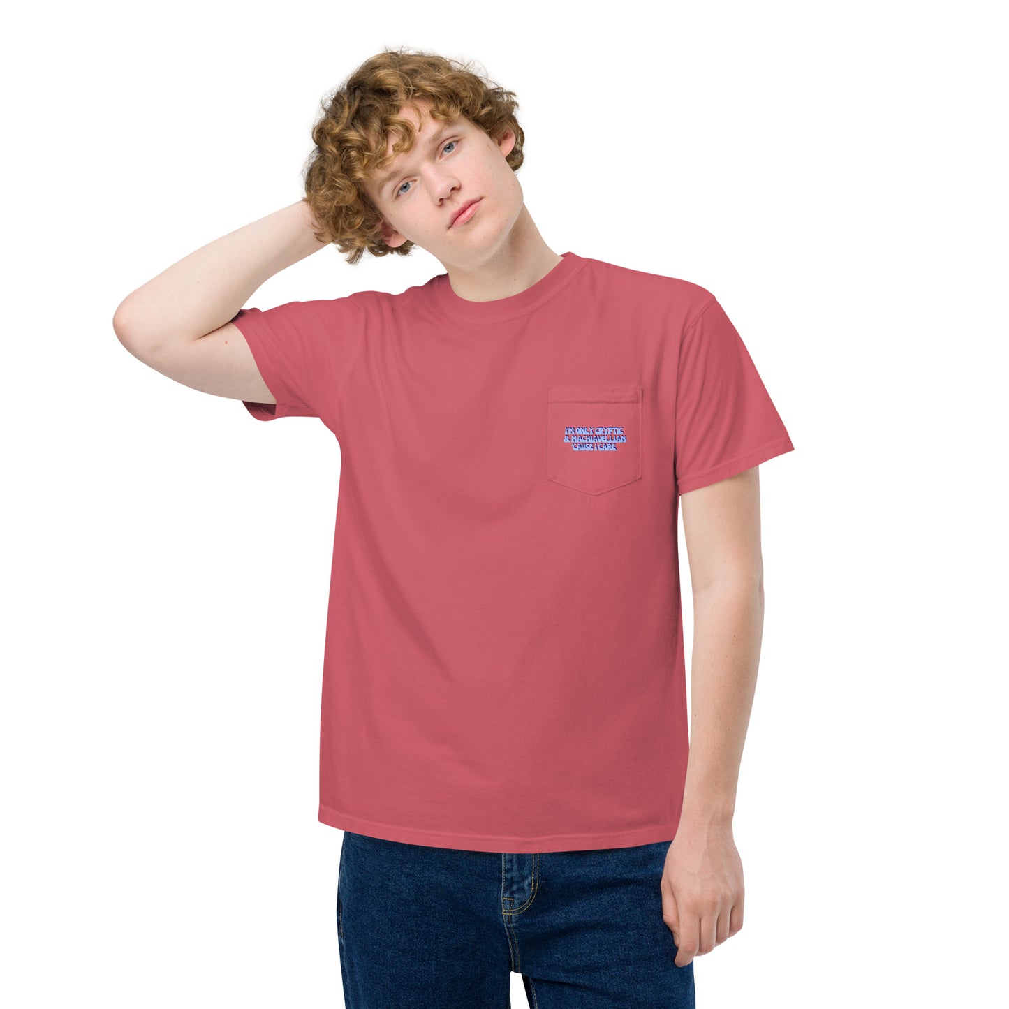 Taylor Swift "I'm only cryptic & Machiavellian 'cause I care" Unisex garment-dyed pocket t-shirt