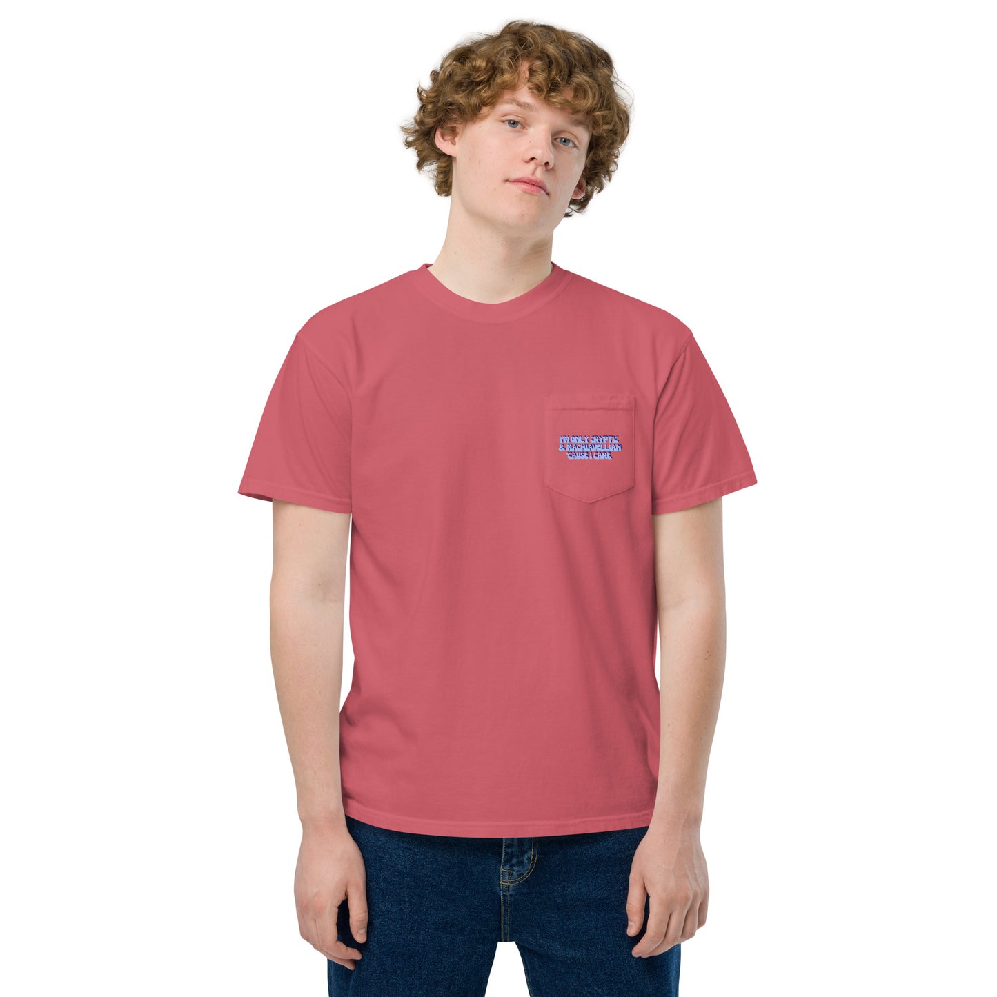 Taylor Swift "I'm only cryptic & Machiavellian 'cause I care" Unisex garment-dyed pocket t-shirt