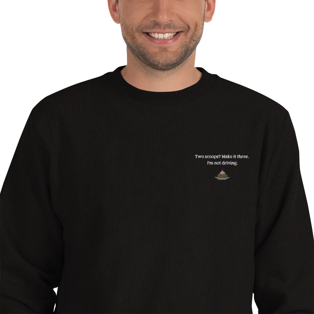 Home Alone "Two scoops? Make it three. I'm not driving" Kevin McCallister embroidered Champion Sweatshirt