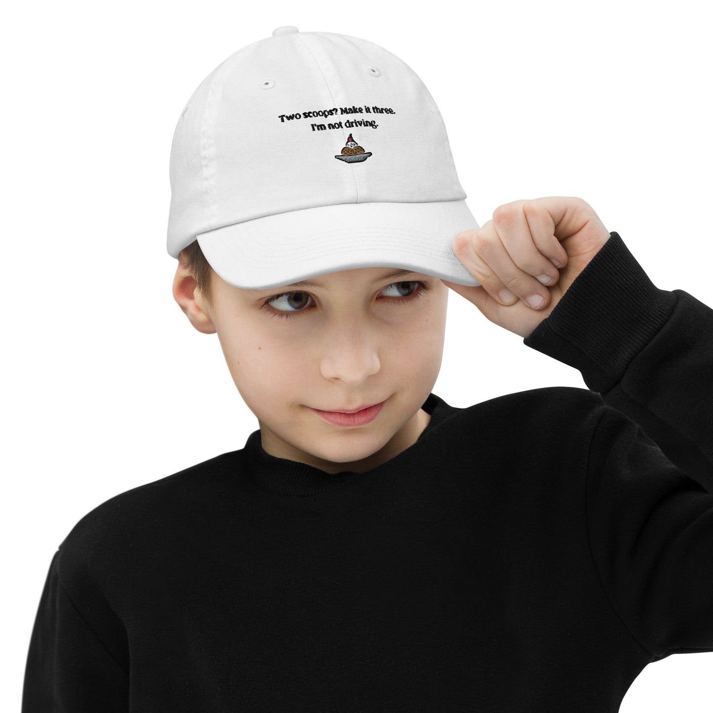 Home Alone "Two scoops? Make it three. I'm not driving." Embroidered Youth baseball cap